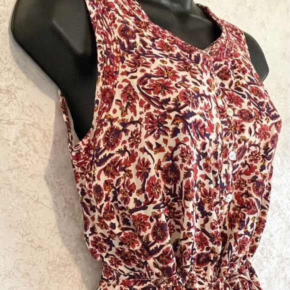 Lucky Brand Sleeveless Pullover Dress Draw String Waist Floral Lined Size Small - Picture 4 of 15